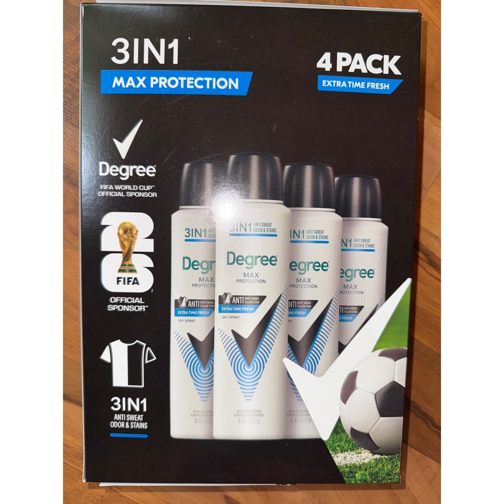 Degree Dry Spray Antiperspirant Men 4 Pack 4.8oz White New FIFA 3in1 Max Protect
